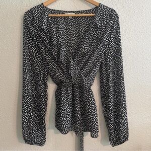 Max Studio Polka Dot Wrap Blouse Feminine Dainty Coquette Romantic
